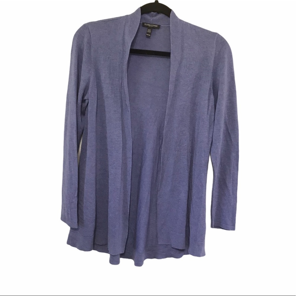 Eileen Fisher open front Cardigan Size MP  cardigan Violet Blue T158